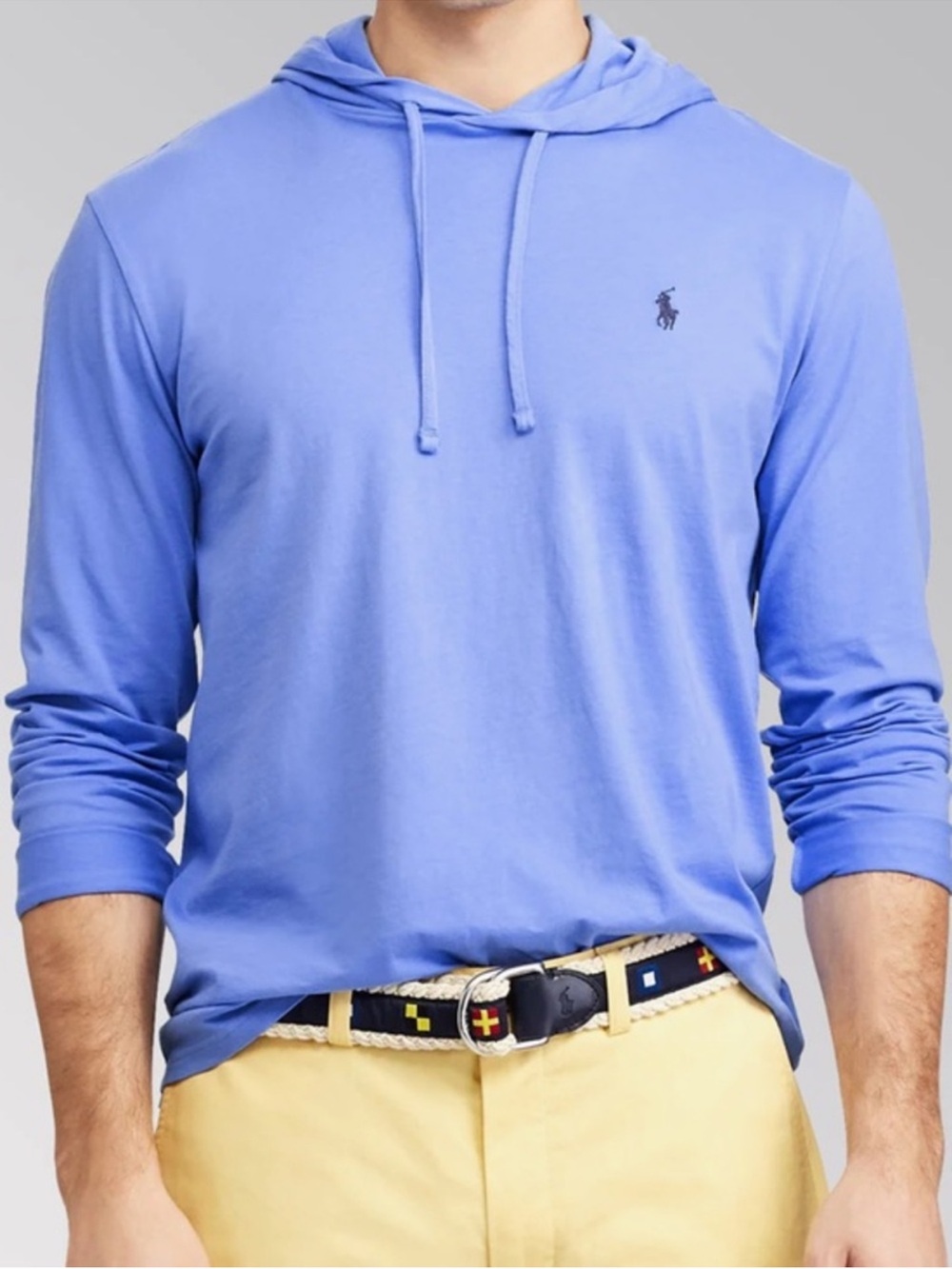 Polo Ralph Lauren HARBOR ISLAND BLUE Men's Hooded T-Shirt Jersey hoodie Large